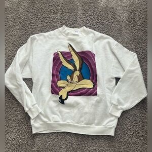 Vintage Looney Tunes Wiley Coyote Logo Cartoon TV 90’s Sweatshirt  Men Sz XL